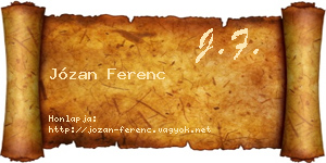 Józan Ferenc névjegykártya
